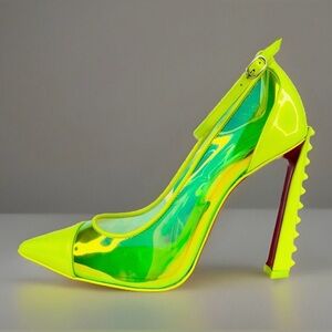 Christian Louboutin Debout Condorapik Iridescent Neon Spike Barbie Pumps EU 35.5